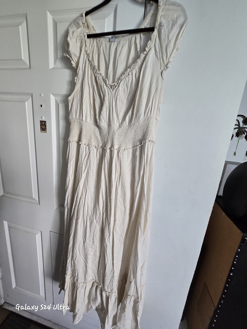 Old Navy Cream Smocked Waist Maxi Dress Size Xl/tall